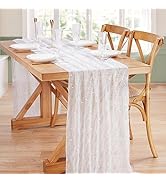 White Table Runner Sheer Table Runners 10ft Long Table Runner Romantic Wedding Table Runner for S...
