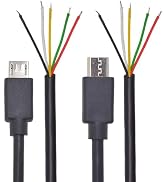 ELNONE 2PCS Micro USB 5 Wire Pigtail,1.2M/4FT Micro USB Male 5 Pin Bare Wire Open End Cable 5V 1A...