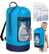 WELIDAY Laundry Bag Backpack with 3 Sizes Mesh Wash Bags and Shoulder Straps Foldable Clothes Ham...