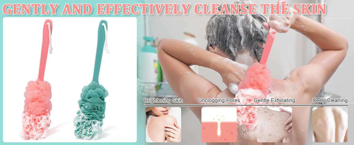 Back Scrubber for Shower Loofah with Long Handle