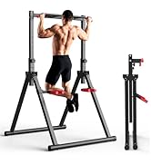 SERTT Foldable Power Tower Dip Station for Pull Ups, Dips & Push Ups, Upgraded Free Standing Pull...