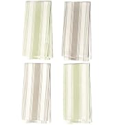 KESOL Set of 4 Yarn Dyed Kitchen Towel, 18" x 28", Recycled Cotton, Gray & Green
