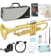Kmise Bb Standard Trumpet, Premium Brass Trumpets for Student Beginner, Trumpet Instrument Set wi...