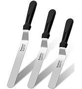 ANAEAT Icing Spatulas, Set of 3 Professional Cake Angled Offset Spatula with 6", 8", 10" Stainles...