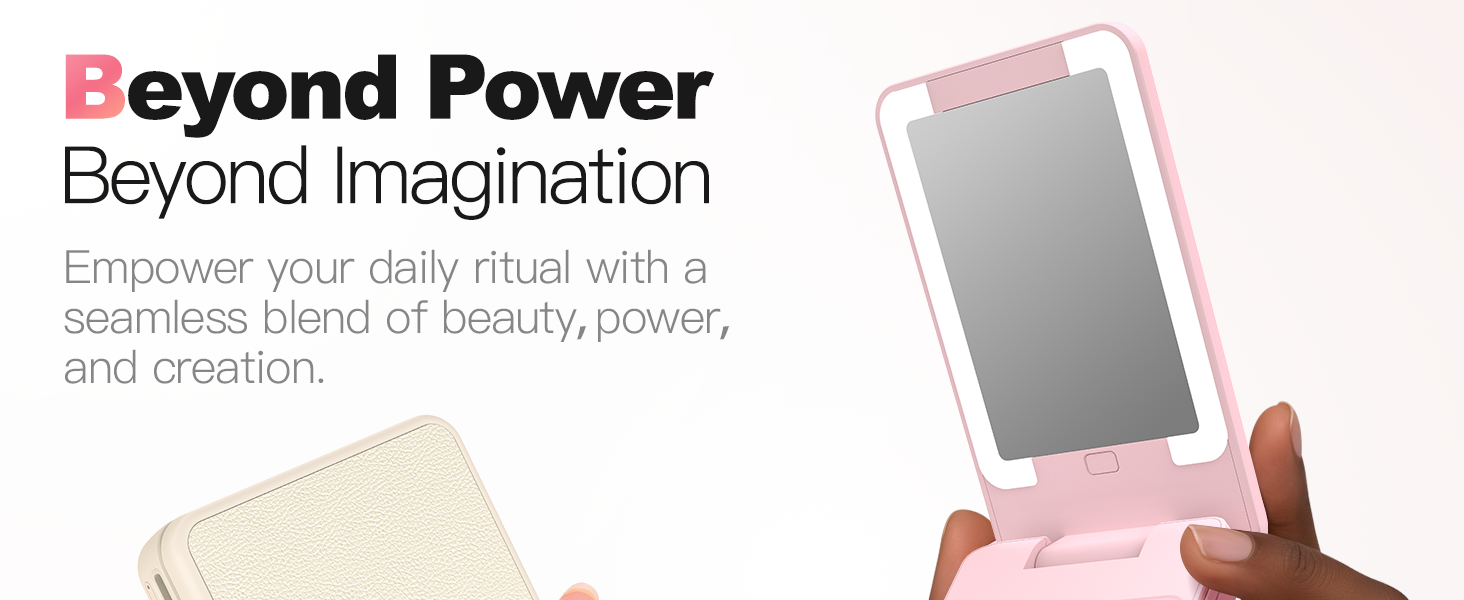 Magnetic Wireless Power Bank with LED Makeup Mirror