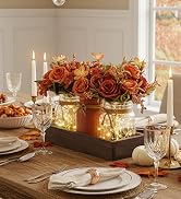 Mkono Mason Jar Lights Centerpiece Table Decorations for Dining Room Farmhouse Coffee Table Decor...