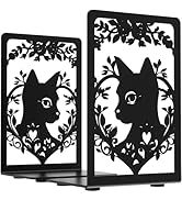 Bookends, Book Ends, Metal Bookends for Shelves, Black Bookends for Heavy Books, 1 Pairs Sturdy B...