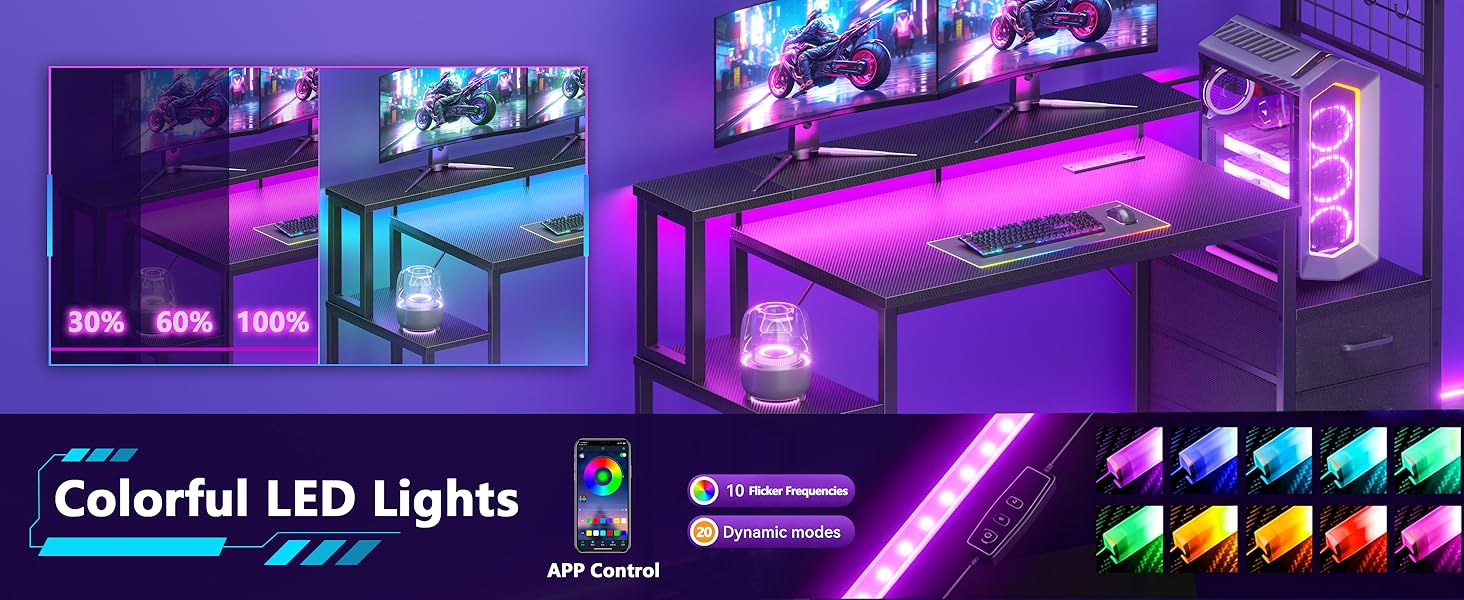 gaming desk with led light