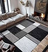Rugshop Contemporary Modern Boxes Design Area Rug for Home Office,Living Room,Bedroom,Kitchen Non...