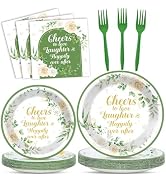 96Pcs Bridal Shower Party Supplies Eucalyptus Leaves Wedding Paper Plates Nankins Sage Green Part...