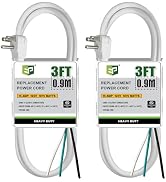 EP 2 Pack 3 Ft Flat Plug Appliance and Power Tool Cord, 14 Gauge 3 Prong 15A Replacement Power Su...