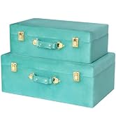 HofferRuffer Velvet Storage Trunks with Wood Frame, Set of 2 Storage Chests with Handles, Bedroom...