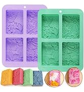 Moukiween Soap Molds Silicone, 3D Rectangular Flower Pattern Silicone Molds for Handmade Craft So...