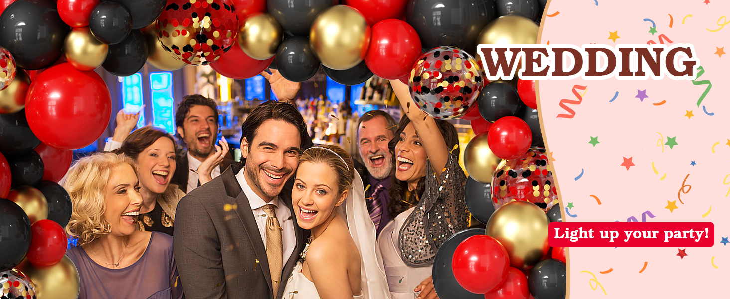 12inch black red gold balloons