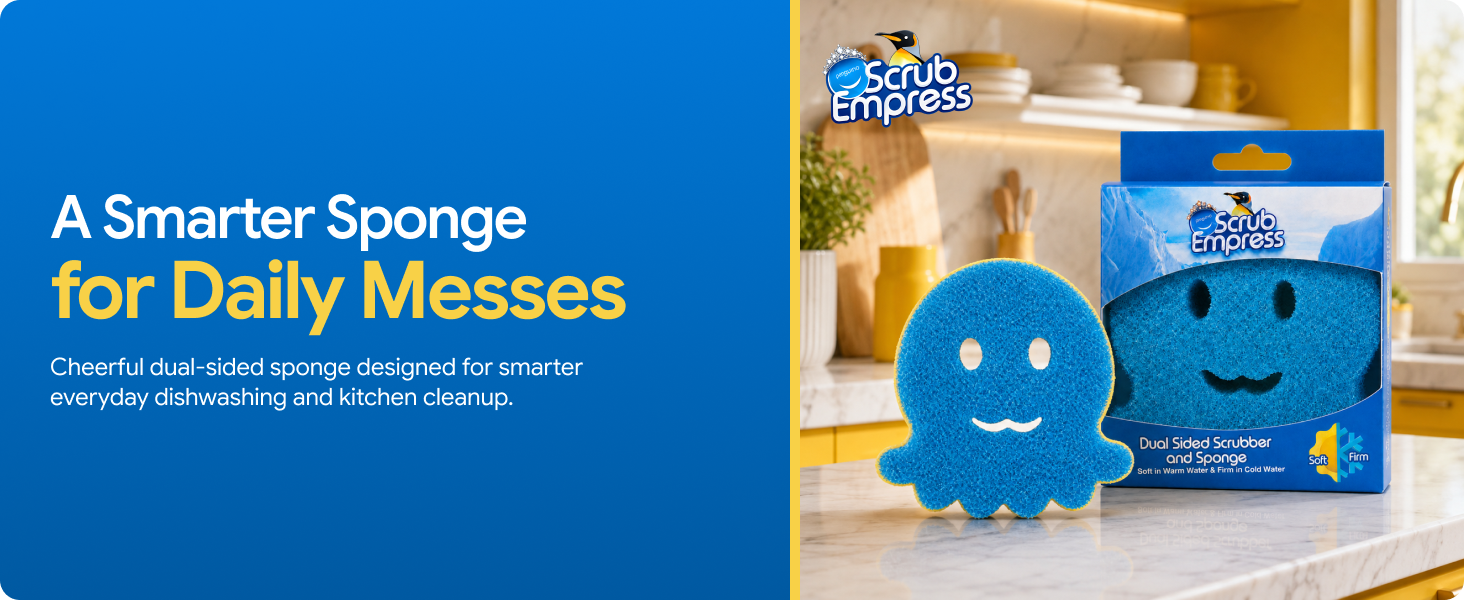 9.Kitchen scrubber sponge designed for faster cleaning with comfortable easy grip shape