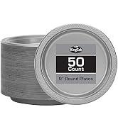 Hanna K. Signature Collection Silver Plastic Plates 9 Inch - 50 count - Plastic Solid Round Party...
