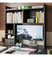 ChooChoo Desktop Bookshelf, 36.4" Tall Countertop Desk Hutch with 5 Shelves and 1 Drawer for Comp...