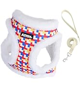 AIITLE Warm Plush Dog Vest Harness and Leash Set - No-Pull Plaid Dog Harness with Safety Buckle -...