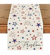 Artoid Mode Patriotic Freedom Stars 4th of July Table Runner, Memorial Day Holiday Kitchen Dining...