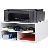 EMERIT Printer Stand Shelf with Storage Wood Desk Paper Organzier for Home/Office,Printer Riser, ...