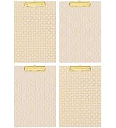 Blu Monaco Decorative Clipboard - Set of 4 Clipboards with Light Pink Patterns Decorated with Gol...