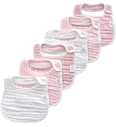 MUKIN Baby Muslin Bibs and Burp Cloths, 6 Pack, Soft Absorbent Cotton, Adjustable