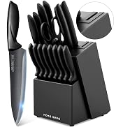 Home Hero Kitchen Knife Set with Sharpener - High Carbon Stainless Steel Knife Block Set