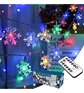 BrizLabs Colored Snowflake Lights, 40 LED 16.08ft Snow Flake Christmas Lights with Remote, 8 Mode...