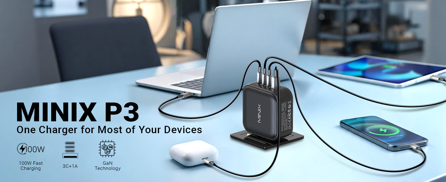 MINIX NEO P3 100w 4 ports usb c charger block