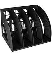 SAYEEC Magazine Holder Sturdy Binder Holder Desk File Folder Organizer 4 Compartments Plastic Fil...