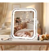 LAKFUES Beauty Gifts LED Makeup Mirror 8x10 Rechargeable with 3 Color Settings, Touch Control, Po...