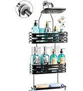 Consumest Hanging Shower Caddy over Shower Head Organizer with Anti-slip Rubber, Rustproof Shower...