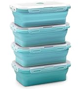 Alimat PluS Silicone Food Storage Containers with Lids, 4 Pack Set 40oz/1200ml Collapsible Meal P...