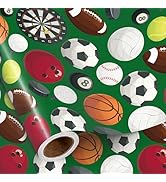 RUSPEPA Sports Ball Wrapping Paper Roll for Boys, Mini Roll, Soccer, Basketball, Football, Tennis...