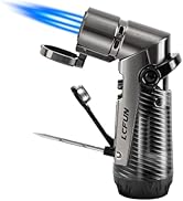 LcFun Torch Lighter Windproof Refillable Triple Jet Flame Butane Lighter with Punch and Draw Enha...