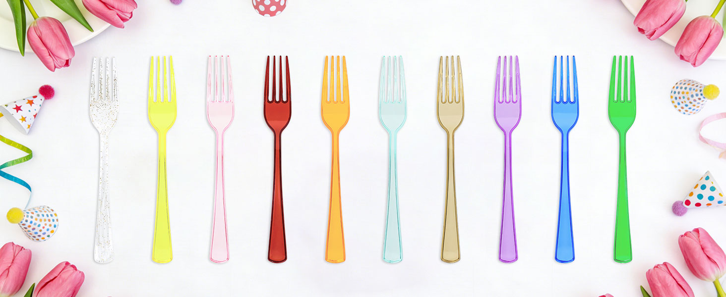 Clear Plastic Cutlery Heavy Duty Plastic Knives Forks and Spoons Utensils Disposable Silverware Set