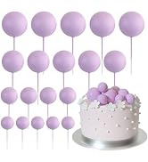 ASTARON 20 Pcs Ball Cake Topper Decorations Mini Balloons Cake Topper Sticks Light Purple Balls C...