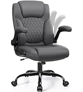 Leather Office Chair, PU Home Computer Desk Chairs with Ergonomic Back Support, 360° Swivel Free,...