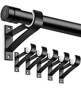 TOKPLNU Curtain Rod Bracket, Black 6 Pack Curtain Rod Holders Heavy Duty Curtain Rod Hooks Hanger...