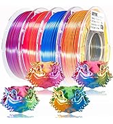 LOCYFENS 3D Printer Filament PLA, 3 in 1 Rainbow PLA Filament 1.75mm +/-0.02mm, Silk PLA Tri Colo...