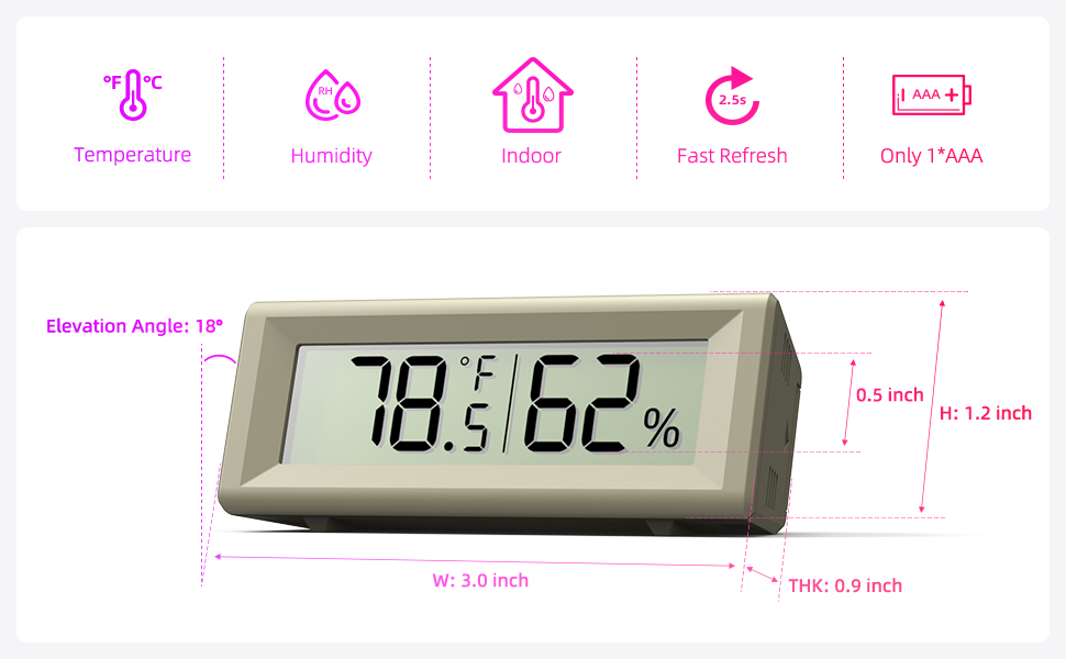 Indoor Temperature and Humidity Monitor – 2 Pack