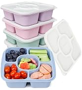 Caperci 5-Pack Lunchable Container Set for Kids & Adults - Reusable Bento Snack Box Containers wi...