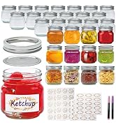 Flrolove Mason Jars 8 oz 30 Pack, Jelly Jars with Lids, Half Pint Canning Jars with Silver Lids, ...