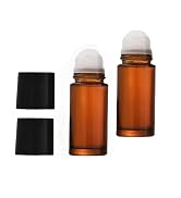 WNHNO 2Pcs Brown Glass Essential Oil Roller Bottles Refillable Roll on Empty Deodorant Bottle Con...