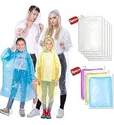 NVioAsport Ponchos Family Pack, (8 Pack) Rain Poncho for Adults and Kids Disposable or Reusable E...