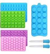 Silicone Gummy Molds Candy Molds with 2 Droppers - BPA Free Nonstick Chocolate Molds Including Mi...