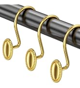 AmazerBath Gold Shower Curtain Hooks, 12PCS Rust Proof Shower Curtain Rings, Decorative Modern Sh...