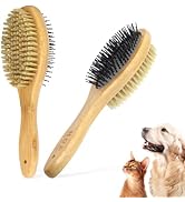 Histotree 2-in-1 Double-Sided Dog Brush with Bamboo Handle Pin&Bristle Dog Hair Brush Pet Groomin...