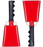 Steel Cowbell with Handle 8 Inch Cow Bells Noise Makers, 2 Pack Large Cowbells for Sporting Event...