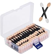 Cuttte 120PCS Disposable Dual Sides Eye Shadow Sponge Applicators with Container, 2.44' Length Ey...